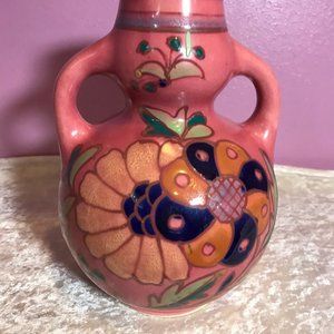 Gorgeous Antique Gouda Style Japanese Vase Urn Dark Pink 1930s Made in Japan EUC